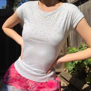 Women's Grey and Pink Shirt